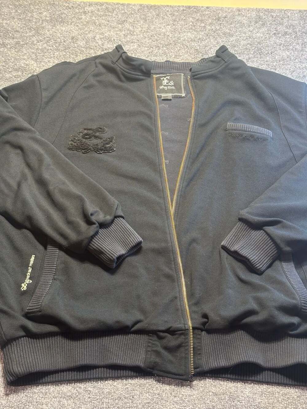 LRG Track Suit Masters Black Knit Jacket Size XXL Street Urban Indie Grunge Goth
